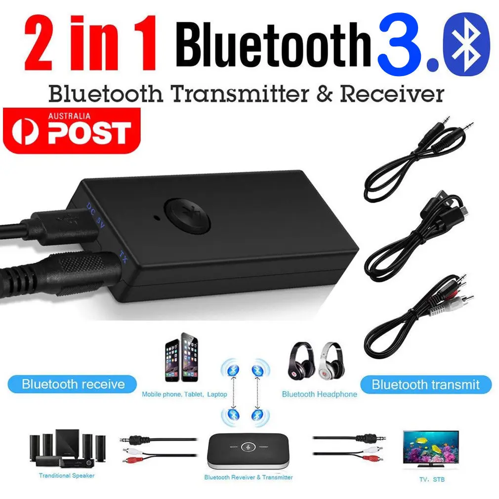 

Wireless Bluetooth Audio Transmitter + Receiver 3.5MM RCA Music 2 in 1 Adapter