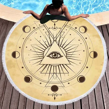 

3D Printed all-eye Microfiber Round Beach Towel for Adults Summer Toalla Tassel Yoga Mat T431
