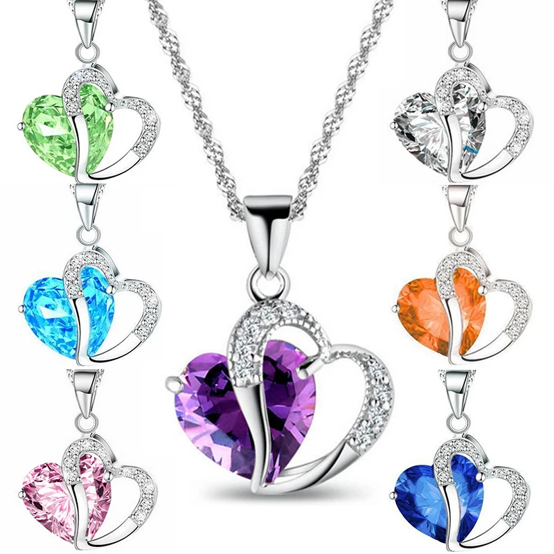 

2018 New Arrival 9Colors Adjustable 1PC Korean Choker Wedding Seaside Sweater Zircon Heart Girls Crystal Women Pendant Necklace