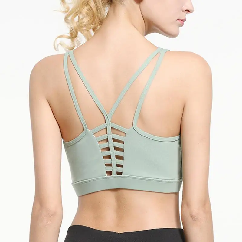 

2019 Women Shockproof Seamless Sexy Sports Bra Back Chinese Knot Design Yoga Bra Push Up Padded Workout Top Bra