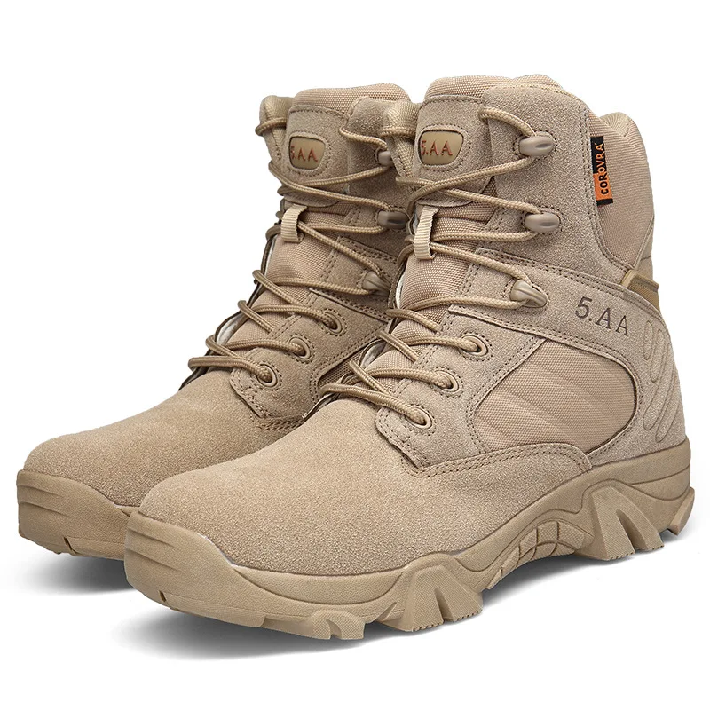 

Plus Size 39~46 Suede Genuine Leather Military Boots Army Shoes Men Zipper Tactical Desert Combat Boots Work Shoe Winter Botas