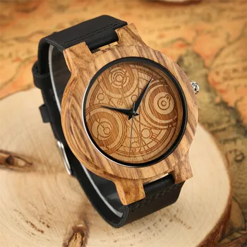 

Clock wooden Watch Mens Quartz Clock Man Classic Doc. Who Display Dial Genuine Leather Wristwatches Men's Watches Gifts 2019