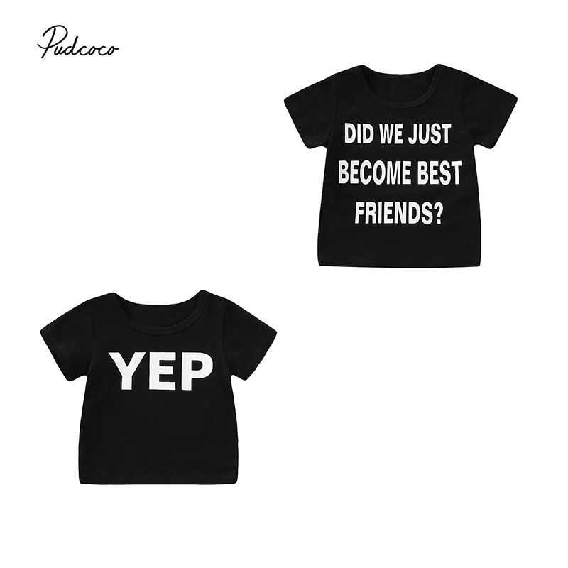 

2019 Brand Sister Brother Matching Short Sleeve Tops BEST FRLENDS Print Baby Boy Girl Cotton T-Shirt Tee Summer Cotton Clothes