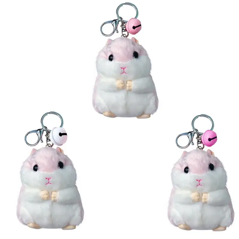 

Cartoon Car Keychain Plush Hamster Doll Portable Innovative Unisex Bag Key Ring Bell Pendant Trinket Gift Auto Accessories