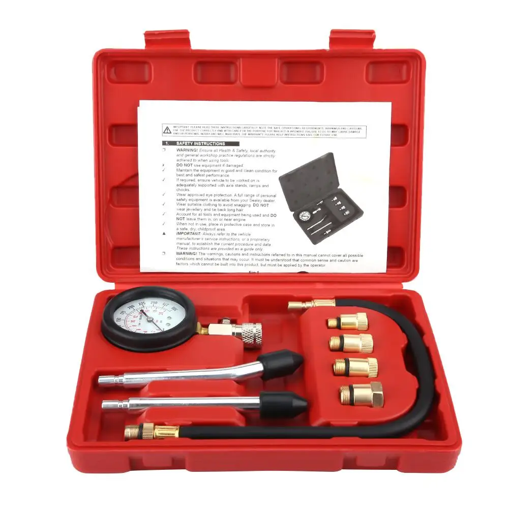 

8Pcs G326 Car Bicycle Petrol Gas Engine Cylinder Compressor Pressure Tester Gauge Test Set Cylinder Pressure Gauge