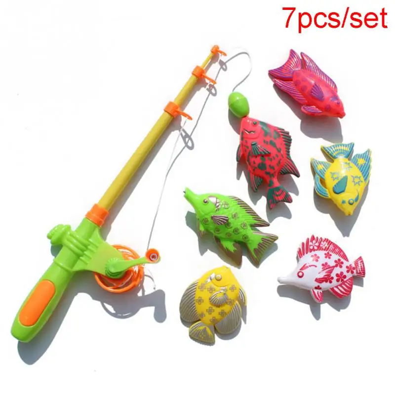 7 шт./компл. Магнитная рыбалка комплект для родителя и ребенка; интерактивные игрушки с изображением популярной игры 3D рыбы детские игрушки для ванной игрушки для улицы#06
