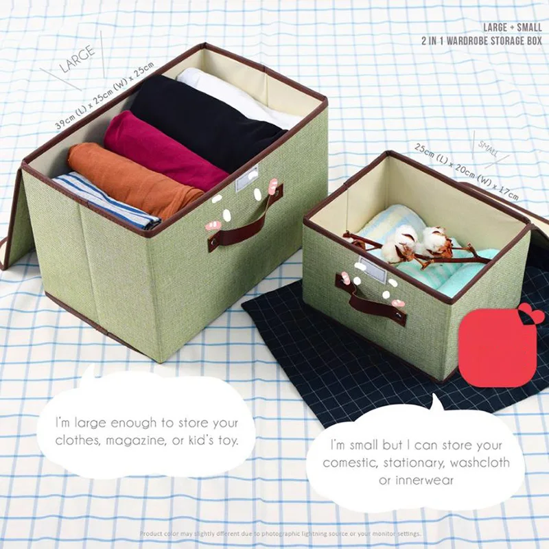 

2 Pcs Wardrobe Storage Box Desktop Storage Basket Storage Organize Foldable For Clothes Blankets Wardrobe Bedroom Decoration