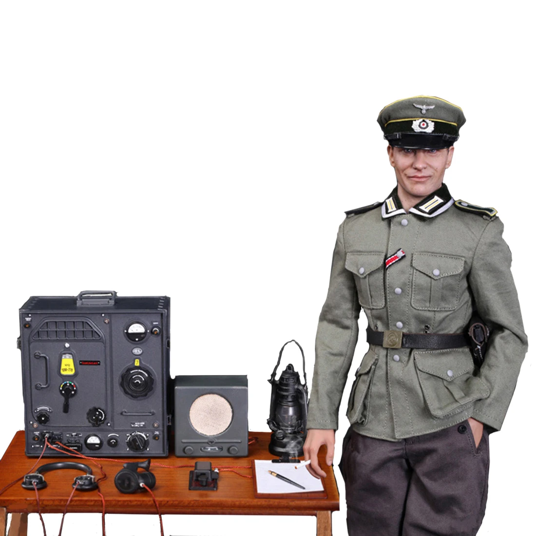 

1/6 Scale Soldier Action Figure Suit Movable Headsculpt DIY Handmade DID German Communications Center Radio Soldier Corporal