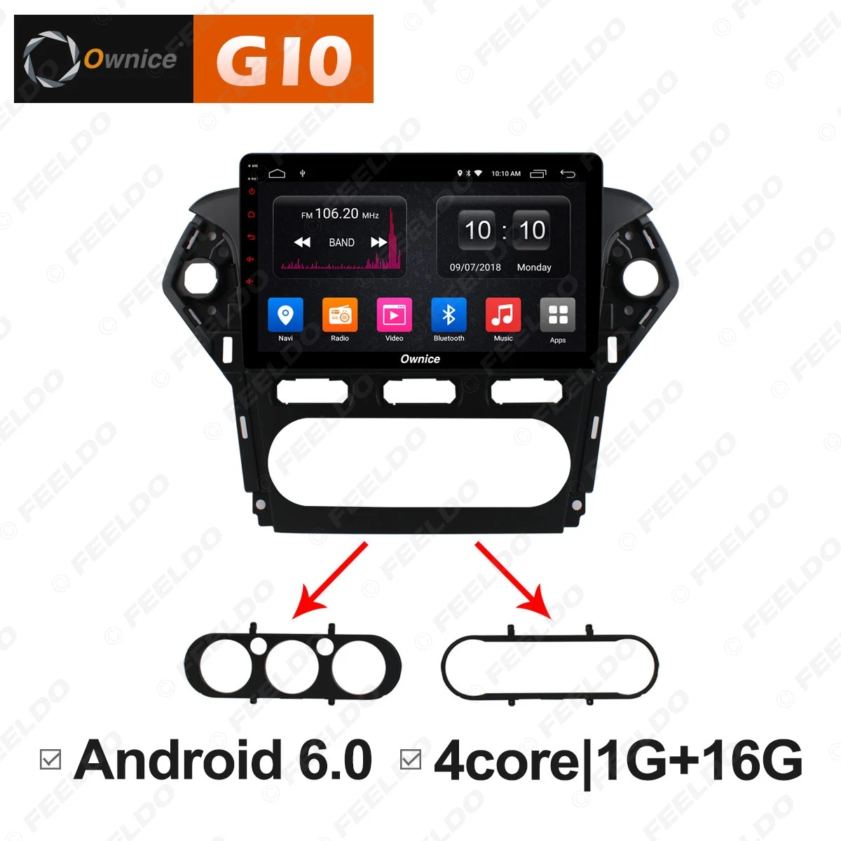 FEELDO 10 1 &quot2.5D Nano IPS экран Android 6 0 Octa Core/DDR3 2G/32G/4G LTE автомобильный медиаплеер для Ford Mondeo