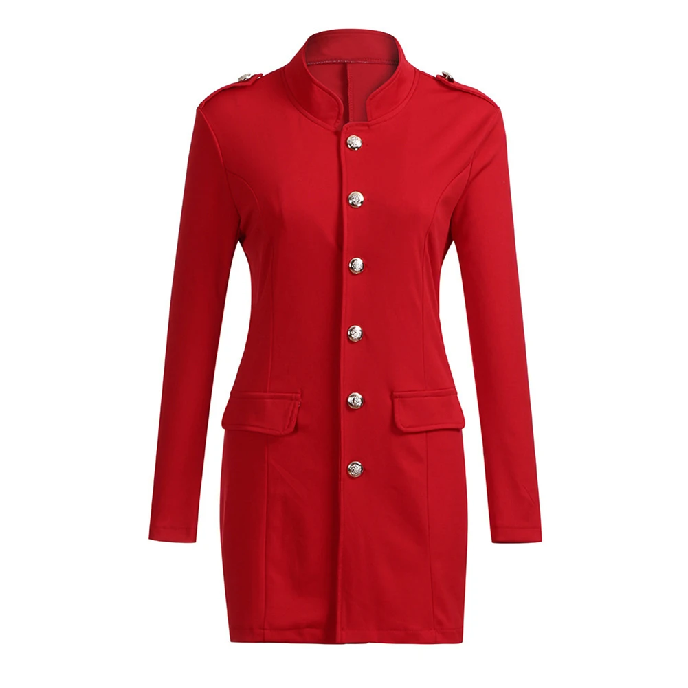 YJSFG HOUSE Fashion Womens Long Blazers Coats Button Casual Ladies Business Blazer Suit Jacket Outwear Single Breasted Hot Tops