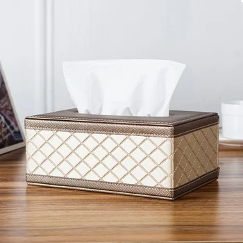 

Unique PU Leather Luxury Tissue Box Car Home Rectangle Storage box Desk Organizer Paper Napkin Towel Holder Dispenser Cover Case