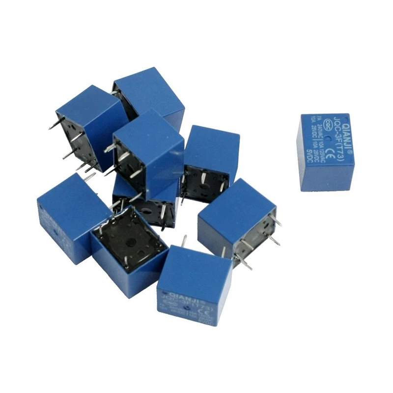 

PCB Power Relay 10 Pcs DC 5V Coil 7A 240VAC 10A 125VAC/28VDC 5 Pins SPST Power Relay JQC-3F SPST type PCB mount Blue 91 g