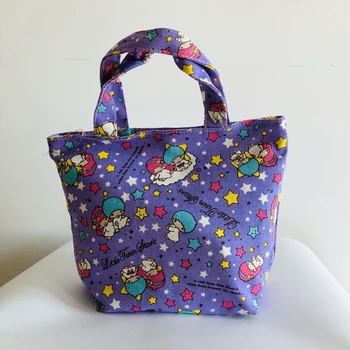 

IVYYE 1PCS Little Twin Star Fashion Portable Canvas Lunch Bags Cartoon Picnic Bag Food Box Tote Storage For Women Girls Kids