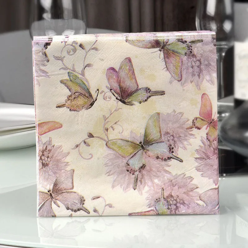 

20 Pcs/pack Cute Butterfly Paper Napkin Festive Party Supplies Tissue Decoration