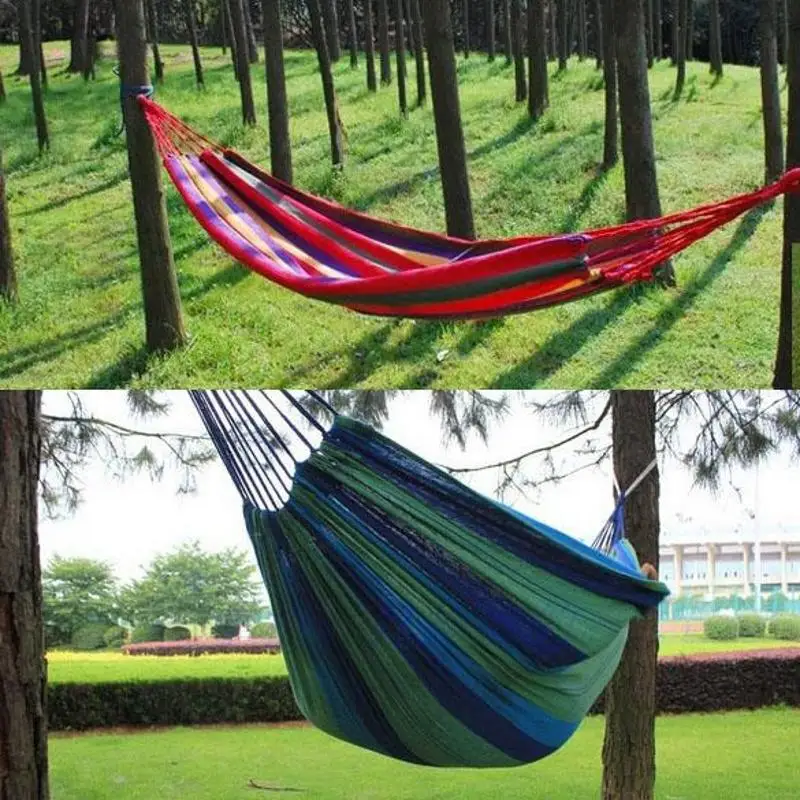 Открытый Сад Гамак подвесная кровать для дома путешествия отдых Пеший Туризм Свинг полосатый гамак для сна 280x80 см