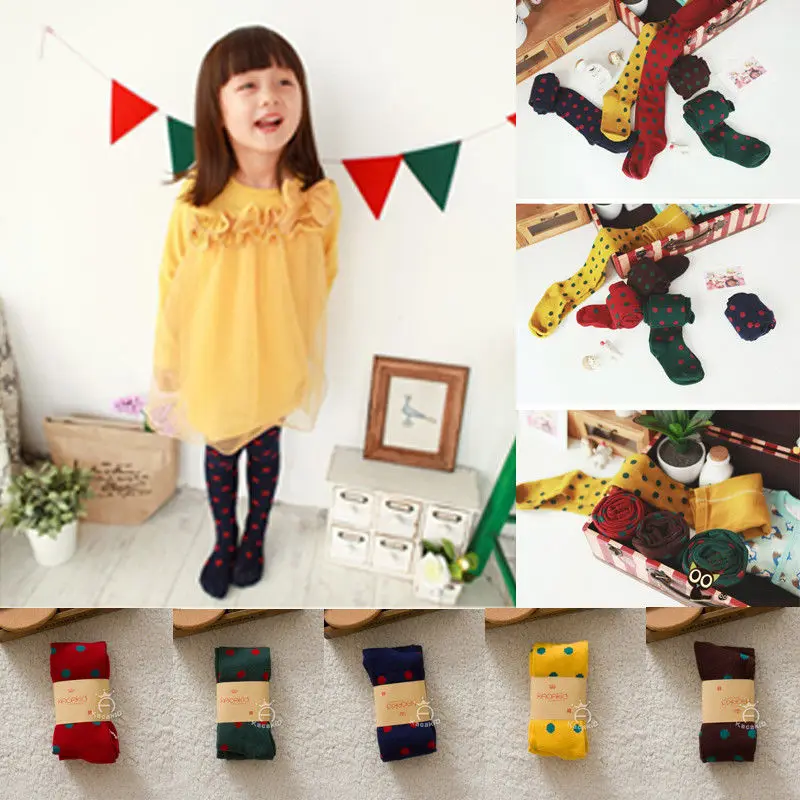 

2018 Newly Autumn Winter Lovely Casual Baby Girls Warm Legging Dot Print Skinny Long Pants Trousers Size S M