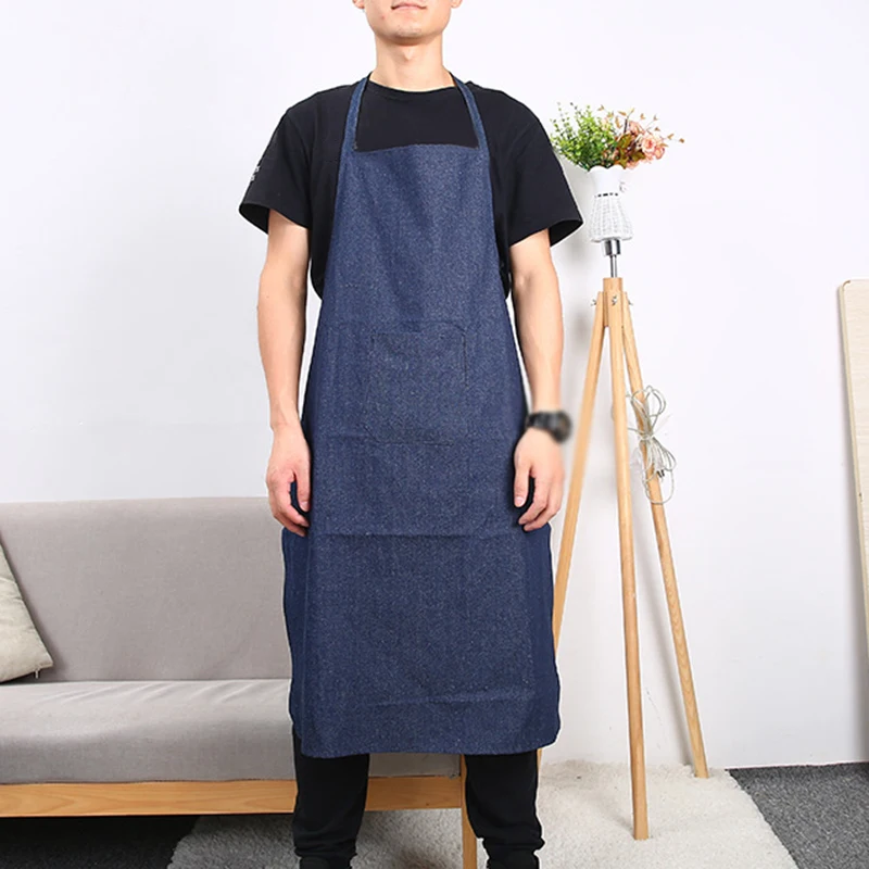 

Denim Style Apron Strap Painter Baker Cooking Kitchen Apron For Woman Men Cafe Shop BBQ Hairdresser