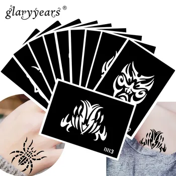 

10 Pieces/Set Henna Tattoo Stencil Insect Pattern Paste Drawing Body Art Tattoo Stencil Sexy Product Waterproof 2019 HN#28