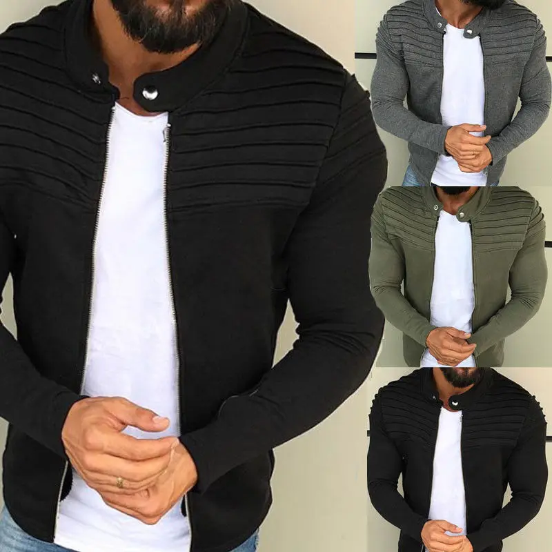 

Men's Winter Slim Fit Warm Coat Moto Biker Stylish Cool Muscle Jacket Outwear Crop Tops Plus Size M-3XL