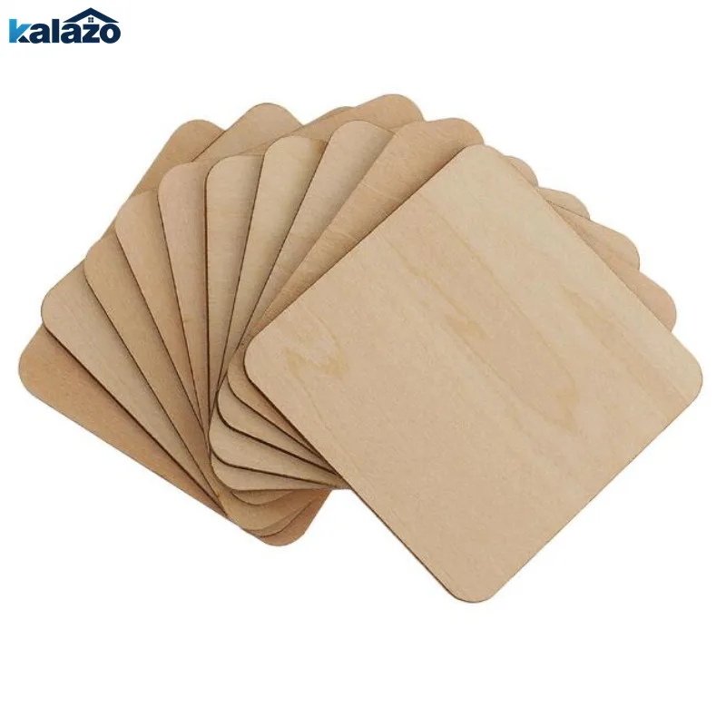 

1 pack Blank Plaque 5 Sizes Building Model Square DIY Craft Scrapbooking Unfinished Wood Pieces supplies home party decor