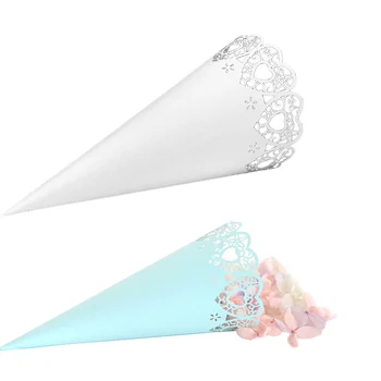 

Lace Paper Heart Candy Holder Petal Candy Holder Confetti Cones Paper Crafts Party Decoration Wedding 50pcs Wedding Supplies