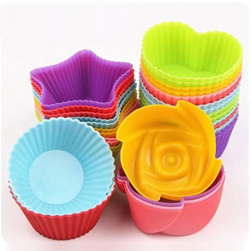 

7cm Silicone Muffin Cup Round Heart-Shaped Star Silicone Mold for Cake Jelly Ice Cream Chocolate Handmade Soap