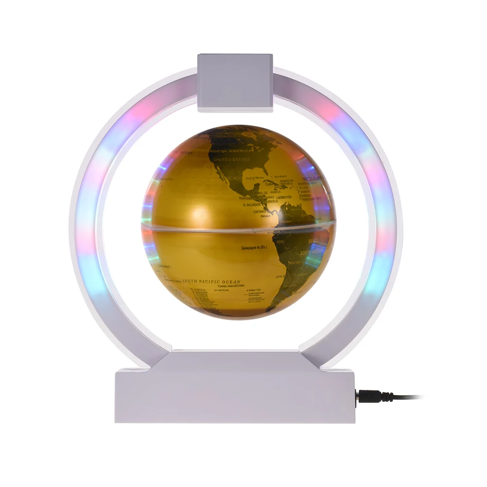 

6 Inch Magnetic Levitation Globe Lighting Golden Earth Globe with LED Color Light Circular Base for Home Office Desk Decoration