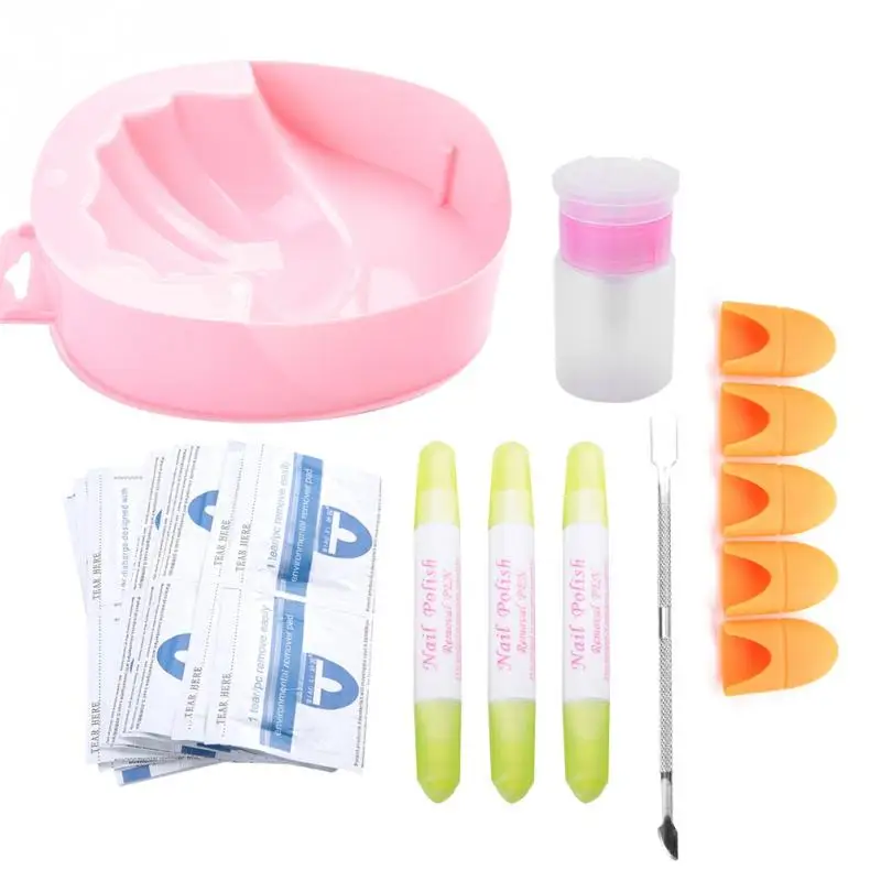 Nail Polish Removal Set Nail Art Cleaner Nail Polish Cotton Pad Hand Wash Bowl