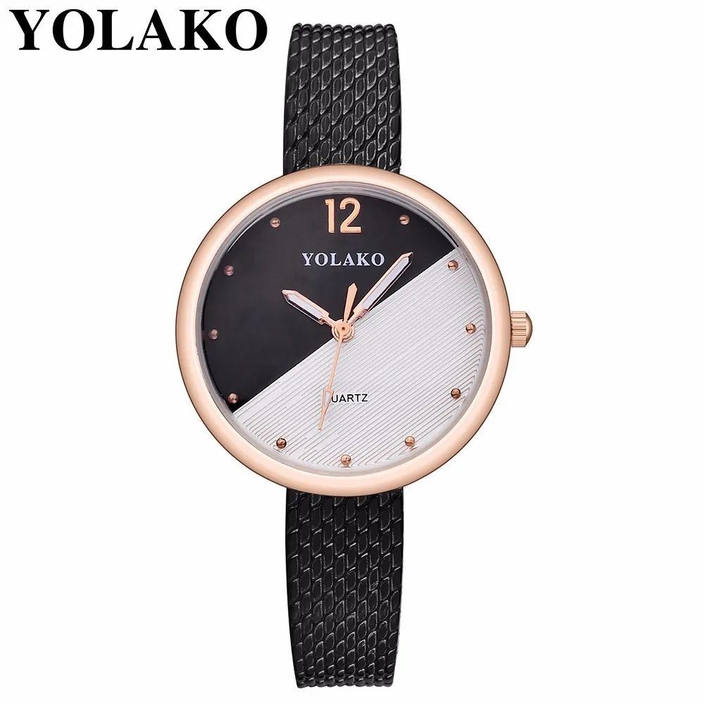 

YOLAKO Brand Watches Creative Women Wristwatches Luxury Plastic Leather Quartz Watches Relogio Feminino Hot