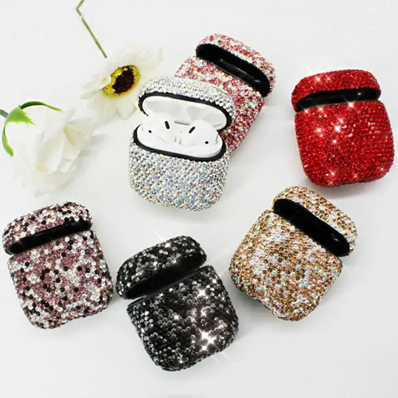 

For Airpods Case Earphone Case Protective Cover Dust Proof Luxury Rhinestone Practical Portable Decorative Lightweight Gift
