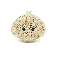 Свадебная вечеринка, женская вечерняя роскошная сумка, бриллианты, милая Пудель с животными, щенок, расшитая кристаллами Сумочка-клатч, элегантная кристальная чистота