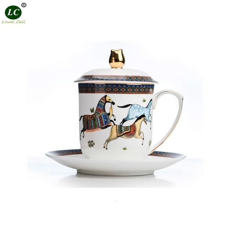 High-grade Mug Bone China Office Teacup Meeting Water Cup Tea Cup with Covered Bone China Mug High-grade Mug Bone China Office Teacup Meeting Water Cup Tea Cup with Covered Bone China Mug