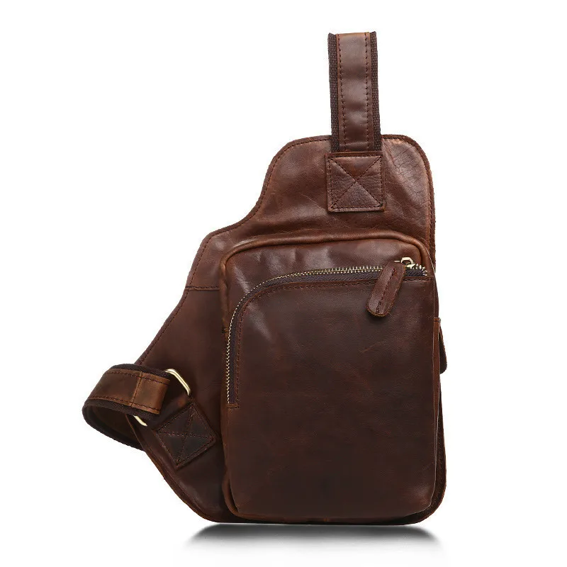 Натуральная Кожа винтажный Слинг Грудь дорожная сумка через плечо S703-40 Мужская воловья задняя Мода крест тело день пакет