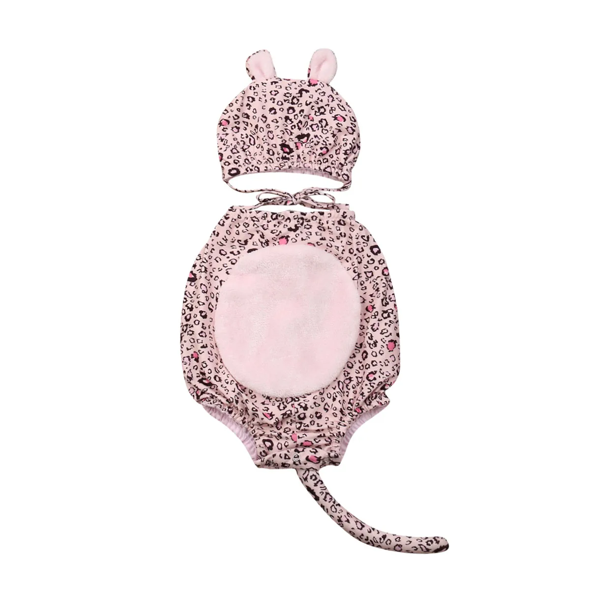 

2pcs Newborn Baby Boy Girl Leopard Sleeveless Jumpsuit Bodysuit Sunsuit Hat Clothes Size 0-18M