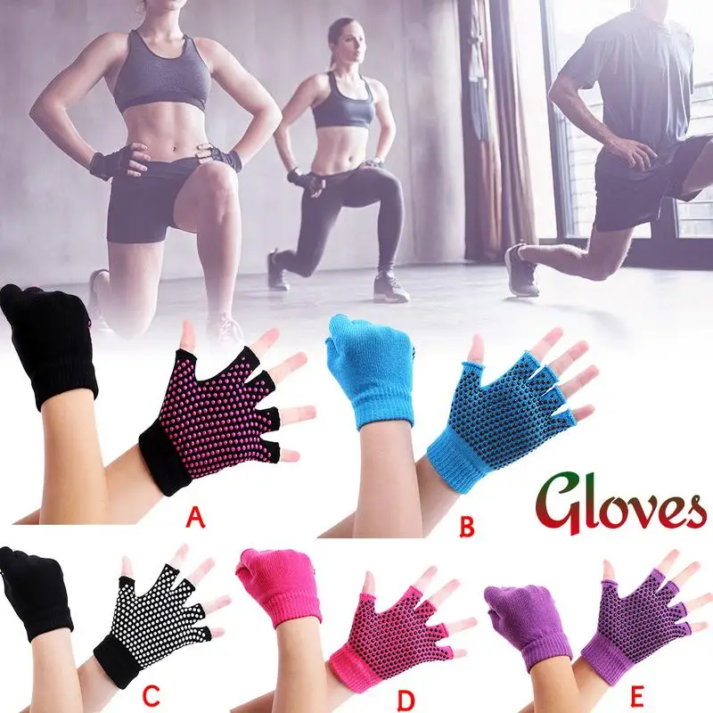 

Half Finger Gloves Breathable Printed Rubber Non Slip Cotton Five Finger Glove for Exercise Sports Fitness