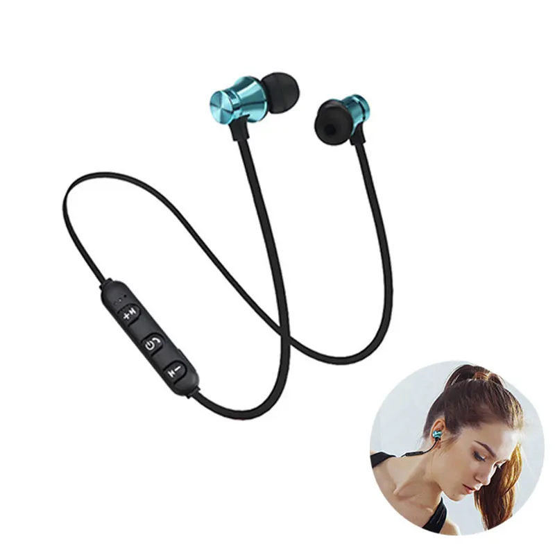 

Wireless Magnetic Headset Stereo Bluetooth 4.1 Earphone Metal Sweatproof Sports Earphones With Mic For Xiaomi IPhone