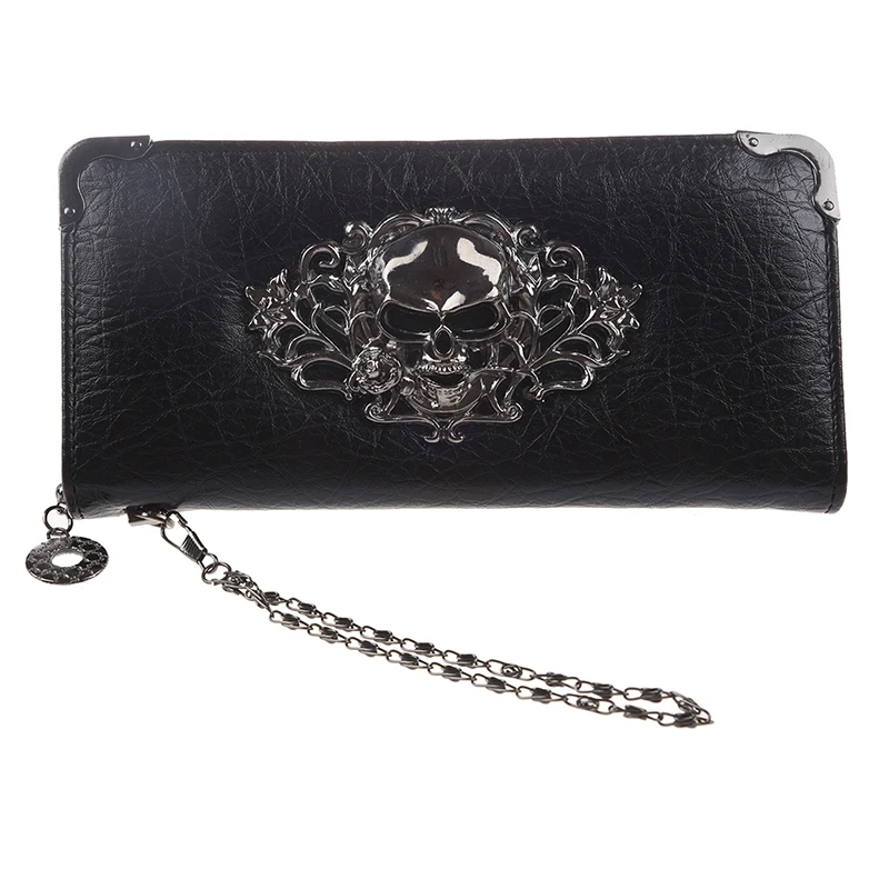 

Cool Retro Skull Wallet for Women Vintage Clutch Bag Black