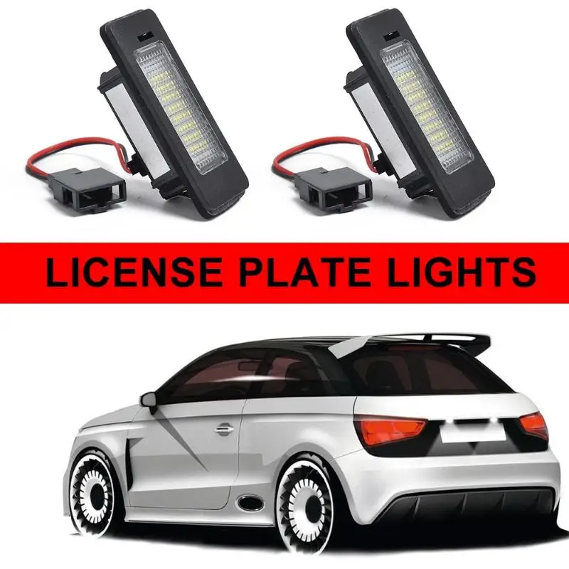 

2pcs 14V 200mA LED License Number Plate Light Lamps For Audi A1 A4 A5 A6 A7 Q5 TT RS5