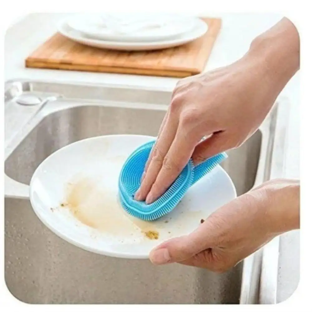 

Soft Silicone Dish Bowl Scouring Pads Magic Wash Brushes Kitchen Pot Pan Cleaning Washing Tool Kitchen Magic Cleaning Brush