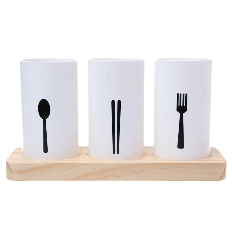 

1 Set Oak Base Chopsticks Barrel Tableware Draining Rack Kitchen Tools