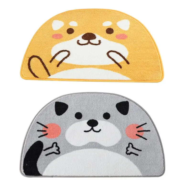 

Innovation Cute Pet Pattern Water Absorbent Semi-Circular Door Mat Fashion Home Anti-Slip Flocking Pad For Home Bathroom