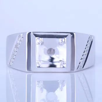 

HELON 6 - 7mm Round Cut Semi Mount Sterling Silver 925 Modern Style Men Real Diamonds Band Engagement Wedding Fine Jewelry Ring