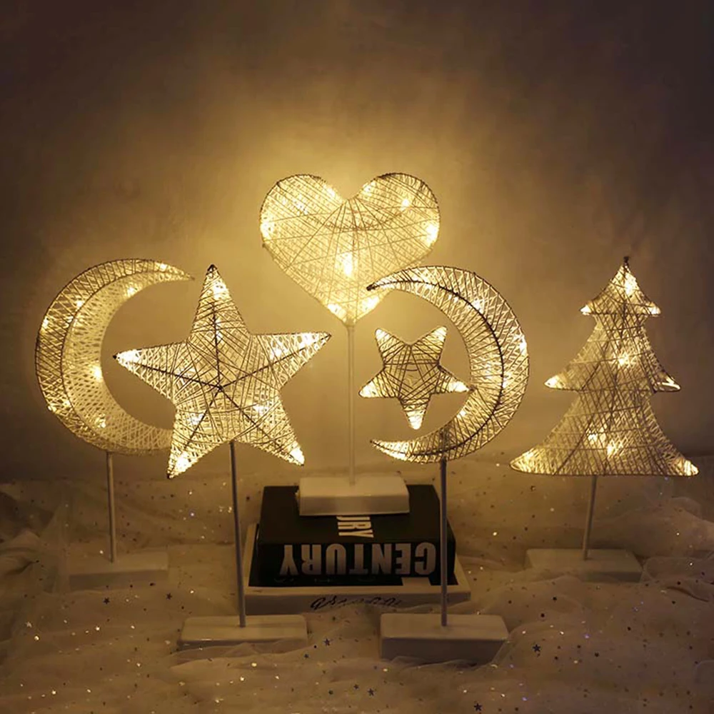 

Atmosphere Rattan Weaving Waterproof LED Night Light AA Dry Battery Starry Sky Table Bedside Moon Lamp Home Decor Creative Gift