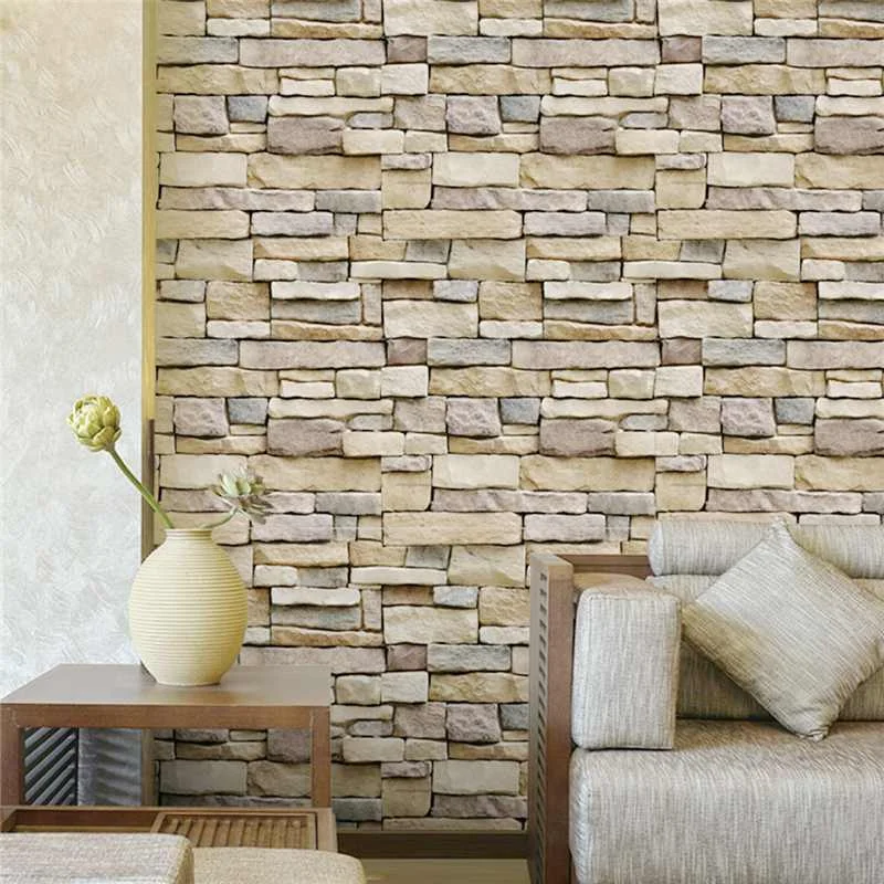 

3D Wall Paper Brick Stone Environmental Schist Pattern Sticker Rolls Self-adhesive Backdrop DIY Bedroom Living Room Decor