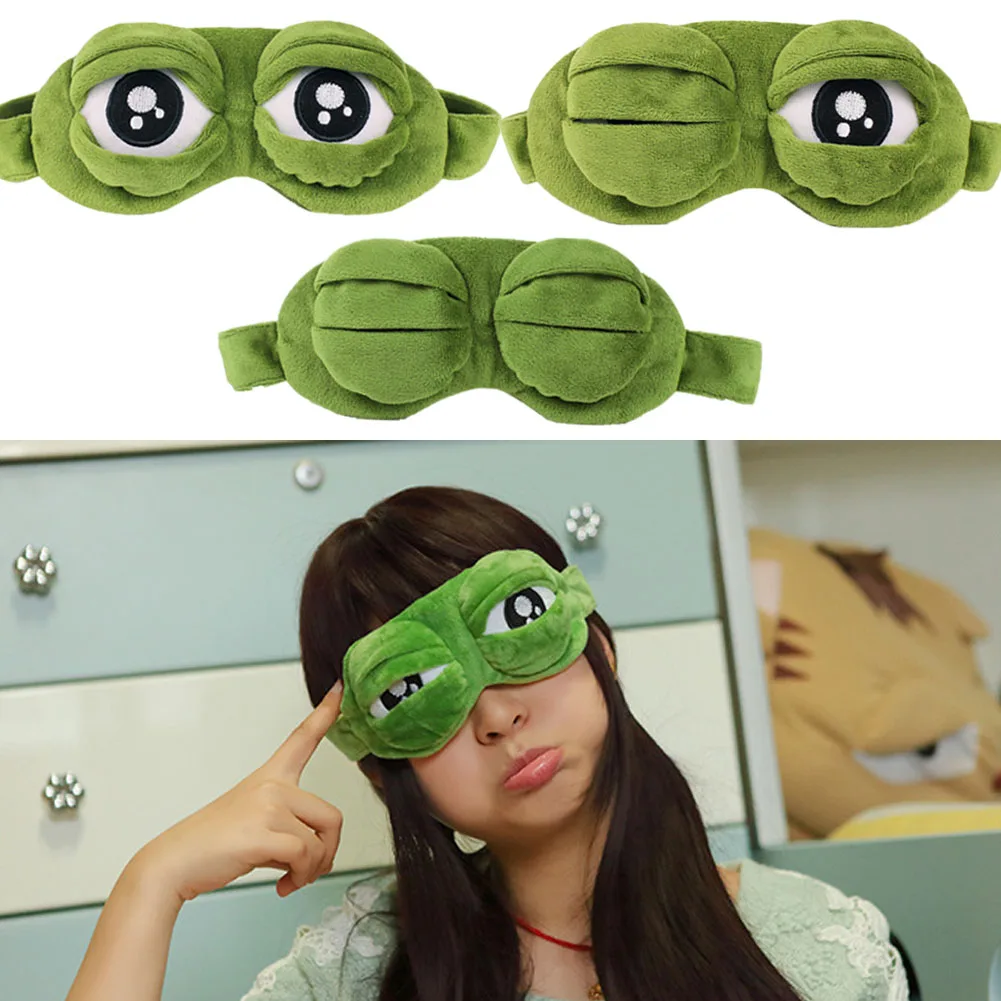 

2018 Relax Eyes Mask Cover Plush The Sad 3D Frog Eye Mask Cover Sleeping Rest Travel Sleep Anime Gift