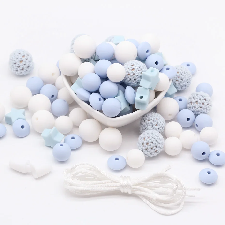 

Silicone Beads 100pc Crochet Ball Shaped Silicone Teether Beads Mini Star DIY Jewelry Nursing Jewelry Gift Accessories Beads Set
