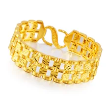Позолоченные мужские браслеты 24 k Vietnam Alluvial Gold модные простые золотые браслеты ювелирные изделия