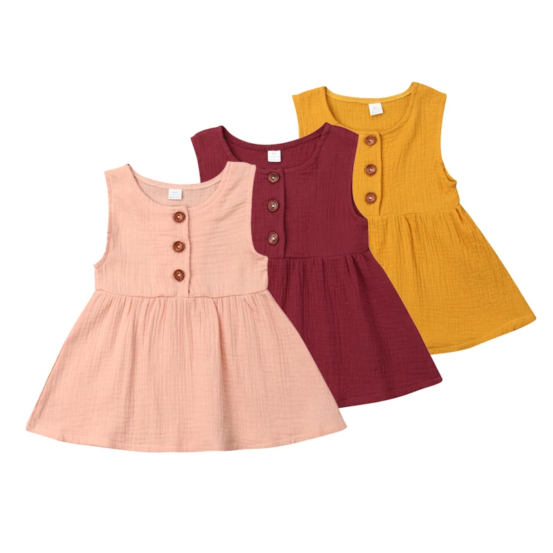 

Baby Girl Clothes 2019 New Fashion Baby Girls Kids Tops Cute Dress Button Vest Sleeveless Cotton Casual Tank Tops 0-3Years
