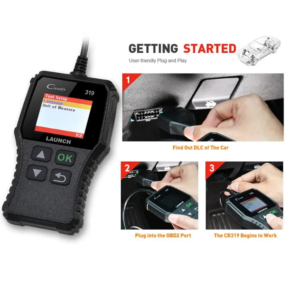 Launch X431 Creader 319 CR3001 полный OBD2 OBDII считыватель кодов сканирующие инструменты OBD 2 CR319 автомобильный диагностический инструмент PK AD310 ELM327 сканер