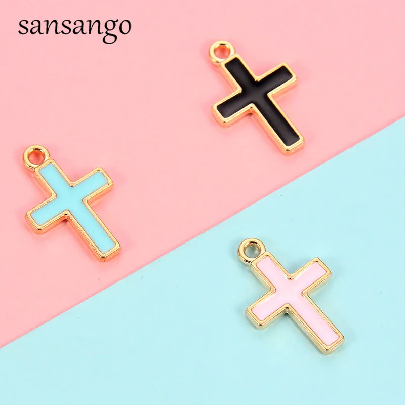 

10pcs Accessories Alloy Drip oil Cross Charms For Jewelry Making Accessories DIY Handmade Earring Necklace Bracelet For Women